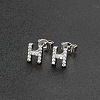 Brass Micro Pave Clear Cubic Zirconia Stud Earrings FS-WGC2F12-08-1