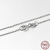 Anti-Tarnish Trendy Rhodium Plated 925 Sterling Silver Ball Chain Necklaces STER-M050-1.0A-09-3