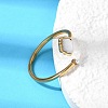 304 Stainless Steel & Natural Shell & Imitation Pearl Cuff Rings for Women RJEW-G372-01G-07-2