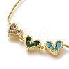 Rack Plating Brass Micro Pave Colorful Cubic Zirconia Box Chain Heart Link Slider Bracelets BJEW-H614-01G-01-2