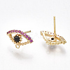 Brass Cubic Zirconia Stud Earring Findings X-KK-S350-350-2