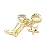 Brass Pave Clear Cubic Zirconia European Dangle Charms KK-P345-44G-2