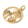 Brass Micro Pave Green Cubic Zirconia Pendants CU-CBA6344-08G-2