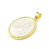 Rack Plating Brass Pave Natural Shell Pendants KK-A204-01C-03G-2
