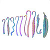 10Pcs 10 Style Rainbow Color Alloy Bookmark Findings with Hole PALLOY-N163-201-NR-1