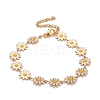 Enamel Daisy Link Chains Bracelet BJEW-P271-01G-01-1