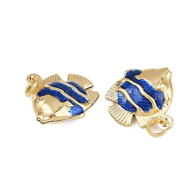 Brass Enamel Fish Pendants KK-I377-05G-A01-1