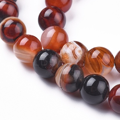 Natural Striped Agate/Banded Agate Beads Strands G-I261-C05-8mm-1