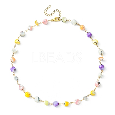 Natural Shell Nugget Beaded Chain Necklaces NJEW-JN04358-1