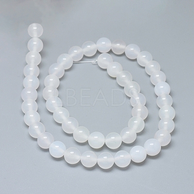 Natural White Agate Beads Strands G-D0005-27-8mm-1