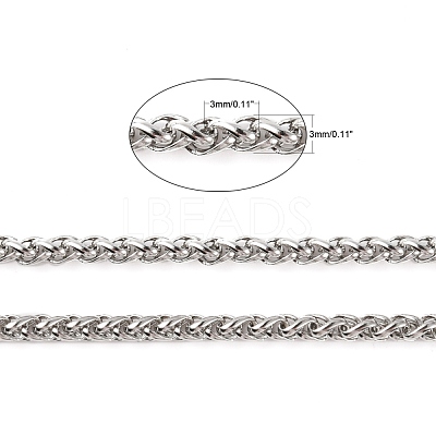 Non-Tarnish 3.28 Feet 304 Stainless Steel Wheat Chains X-STAS-O076-07-1
