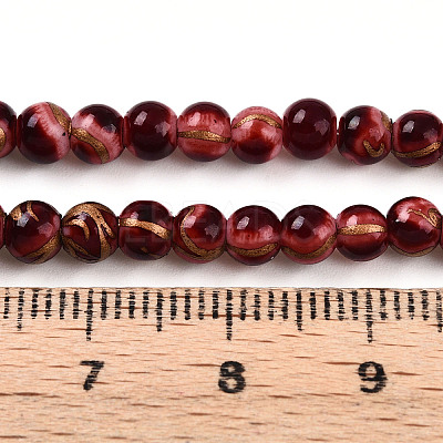 Baking Paint Glass Beads Strands DGLA-N010-4mm-07-1