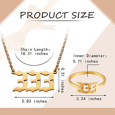 Number Pendant Necklace & Open Cuff Ring JX197A-1