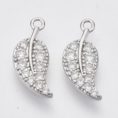 Brass Micro Pave Clear Cubic Zirconia Pendants ZIRC-T011-12P-NF-1