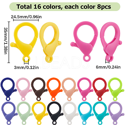 128Pcs 16 Colors Plastic Lobster Claw Clasps KY-SC0001-74-1