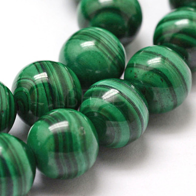 Natural Malachite Bead Strands G-O143-10-10mm-1