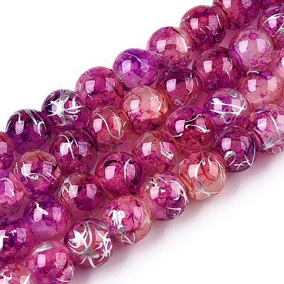 Drawbench Crackle Glass Beads Strands GLAA-N006-8mm-06-1