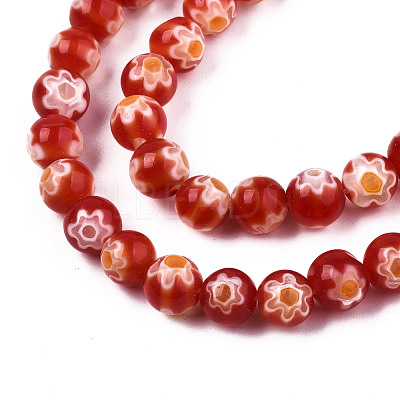 Round Millefiori Glass Beads Strands LK-P001-37-1