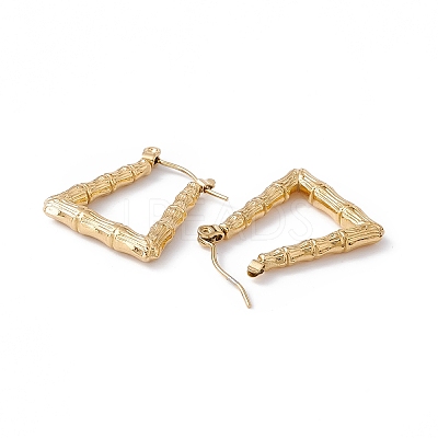 Ion Plating(IP) 304 Stainless Steel Trapezoid with Bamboo Hoop Earrings for Women EJEW-G314-07G-1