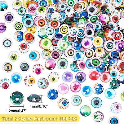 2Bags 2 Colors Glass Eyes Cabochons KY-PH0001-56-1