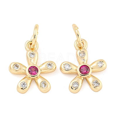 Rack Plating Brass Micro Pave Clear Cubic Zirconia Charms KK-F089-07G-1