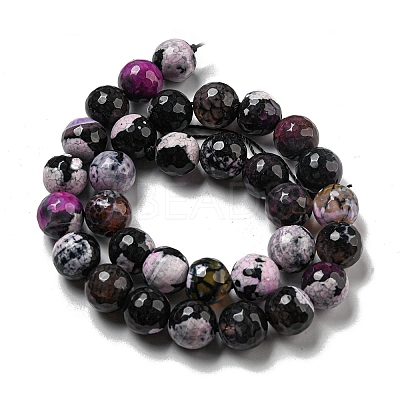 Faceted Natural Fire Crackle Agate Beads Strands G-F447-12mm-N15-1