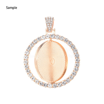 Alloy Pendant Cabochon Settings X-PALLOY-S107-005RG-RS-1