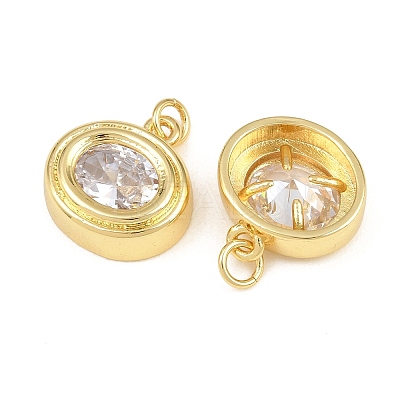 Brass Pave Clear Cubic Zirconia Pendants KK-CBA56EF-35A-G-01-1