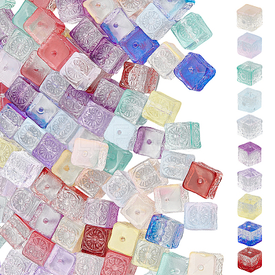 100Pcs 10 Colors Transparent Glass Beads GLAA-PA0001-51-1