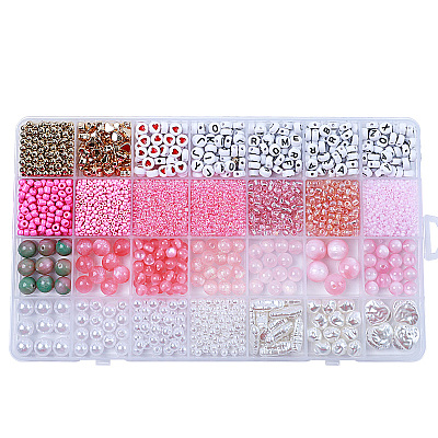 DIY 28 Style Resin & Acrylic & ABS Beads Jewelry Making Finding Kit DIY-NB0012-03G-1