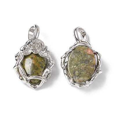 Natural Unakite Pendants G-P484-03P-02-1