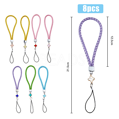 1 Set PU Leather Knitting Wrist Lanyard Hand Mobile Straps HJEW-FH0006-50-1