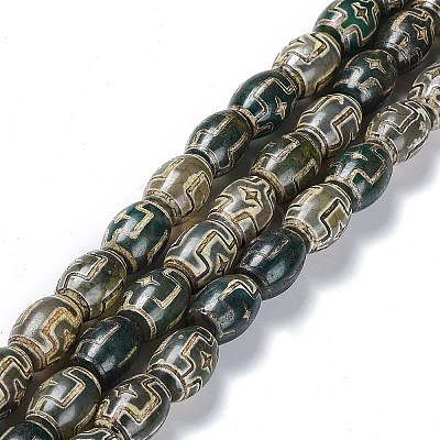 Tibetan Style dZi Beads Strands TDZI-E005-01P-1