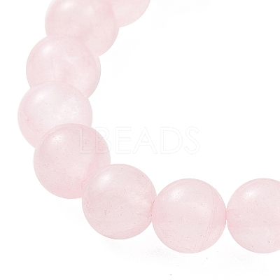 Natural Rose Quartz & Alloy Buddha Head Beaded Strech Bracelets BJEW-JB09420-03-1