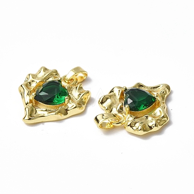 Brass Micro Pave Cubic Zirconia Pendants KK-P223-51G-02-1