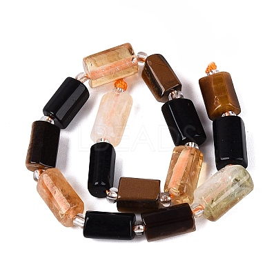 Natural Mixed Obsidian & Citrine & Tiger Eye Strands G-Q614-01A-05-1