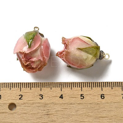 Preserved Rose with Golden Alloy Pendants FIND-M010-01E-1