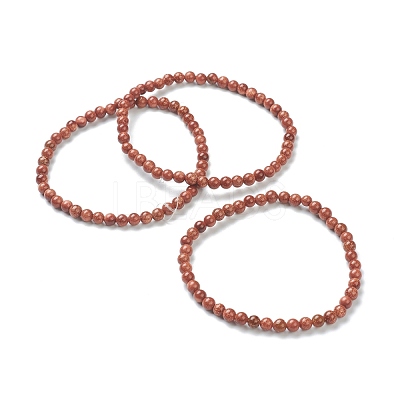 Synthetic Goldstone Beaded Stretch Bracelets BJEW-A117-A-15-1