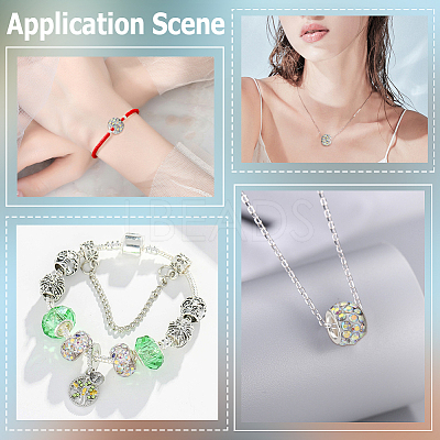 80Pcs Polymer Clay Rhinestone European Large Hole Beads with Silver Color Plated Brass Cores FPDL-LT0001-02D-1