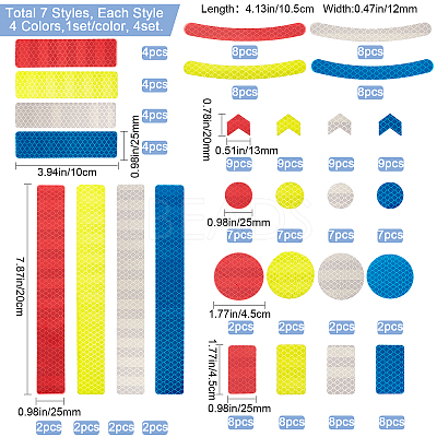 4 Sheet 4 Color Waterproof Plastic Reflective Sticker DIY-GF0004-88-1