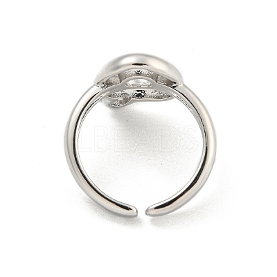 Brass Letter Open Cuff Rings for Women RJEW-G313-01Q-P-1