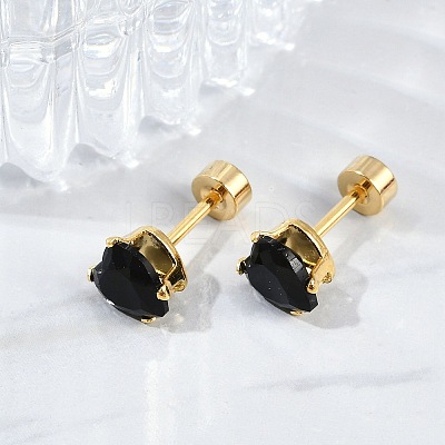 Heart Glass Ear Fake Plugs EJEW-H105-25G-E-1