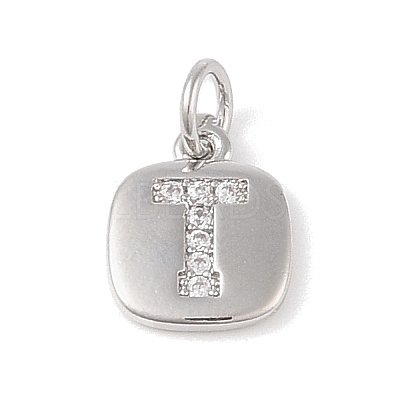 Rack Plating Brass Micro Pave CLear Cubic Zirconia Charms KK-E110-14P-T-1
