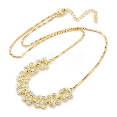 Brass Micro Pave Clear Cubic Zirconia Fruit Bib Necklaces NJEW-F342-01B-G-1