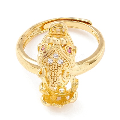 Brass Cubic Zirconia Adjustable Ring Components KK-K266-09G-1
