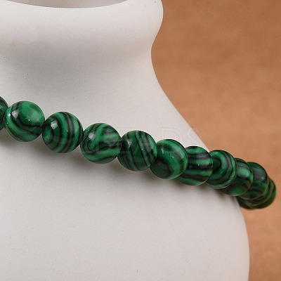 Synthetic Malachite Bead Stretch Bracelets X-BJEW-K212-A-031-1