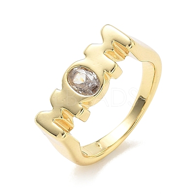 Mother's Day Brass Micro Pave Cubic Zirconia Finger Rings for Women RJEW-K261-15B-G-1