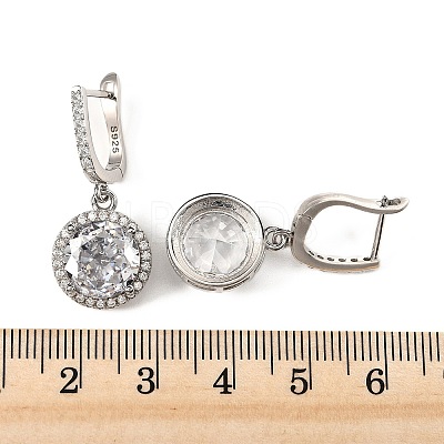 925 Sterling Silver Micro Pave Cubic Zirconia Dangle Hoop Earrings EJEW-F371-01B-01-1