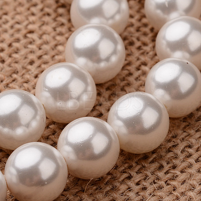 Polished Round Grade A Shell Pearl Bead Strands X-BSHE-M027-6mm-28-1