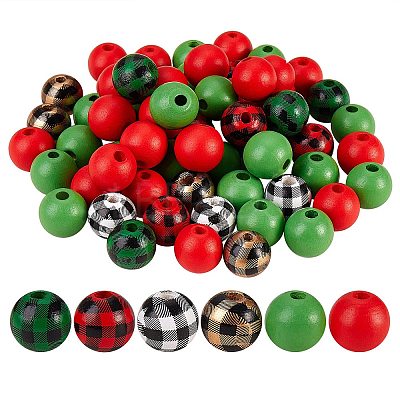 Painted Natural Wood Beads WOOD-SZ0001-08-1